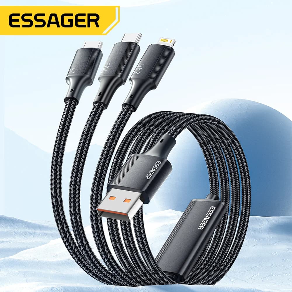 100W 3-in-1 USB-C auf Lightning Ladekabel