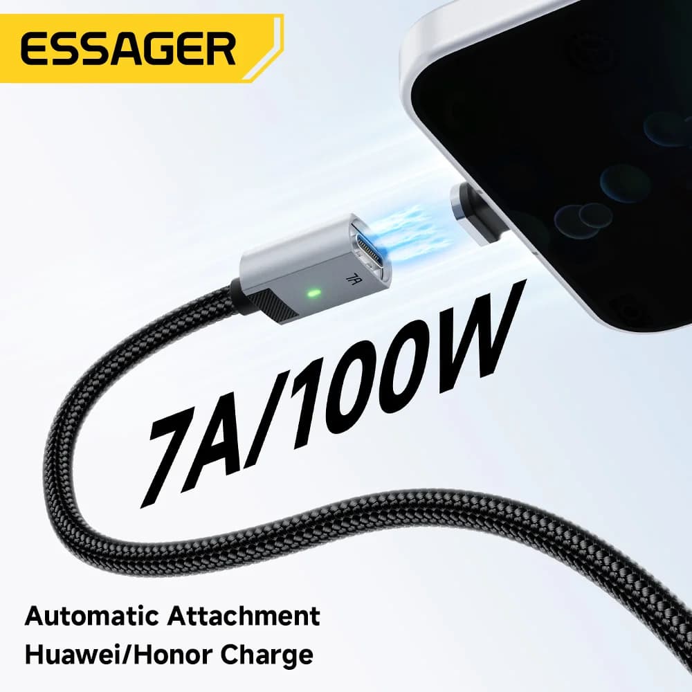 100W 7A Magnetisches USB-C Schnellladekabel