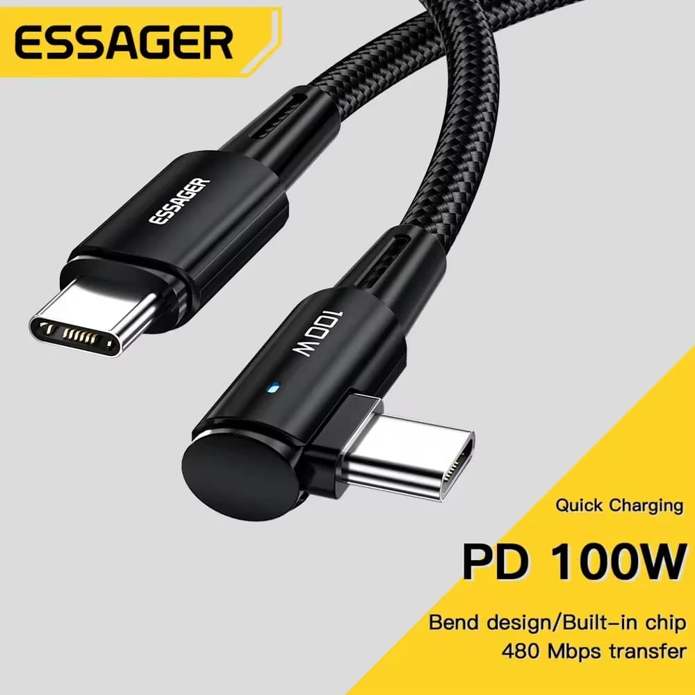 100W 90-Grad USB-C auf USB-C Schnellladekabel