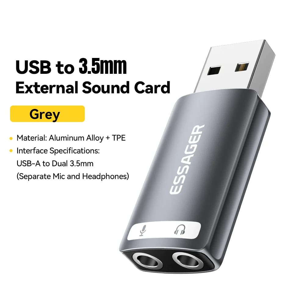 Externe USB-Soundkarte mit 3,5mm Audio-Adapter