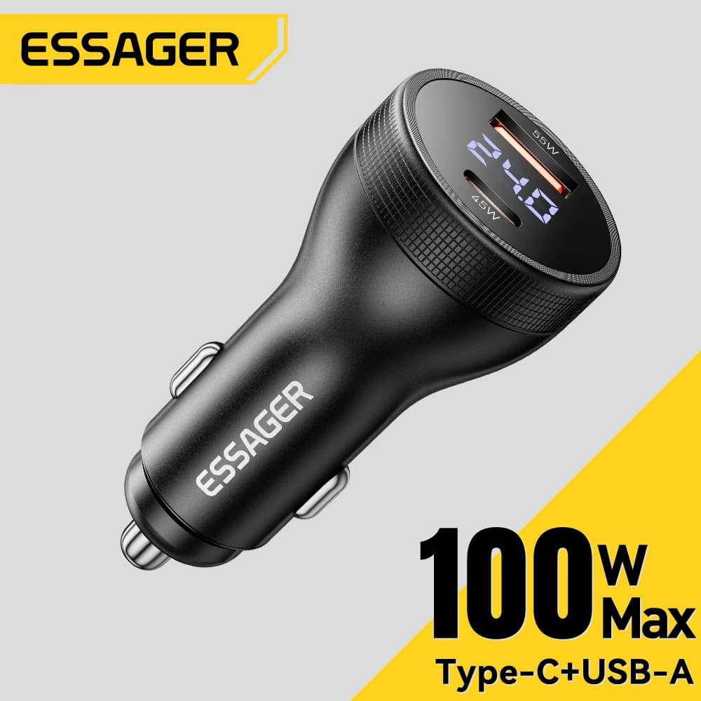 100W USB-C Auto-Ladegerät mit Digitalanzeige
