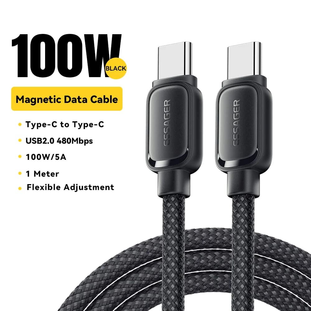 100W Magnetisches, einziehbares USB-C auf USB-C Kabel