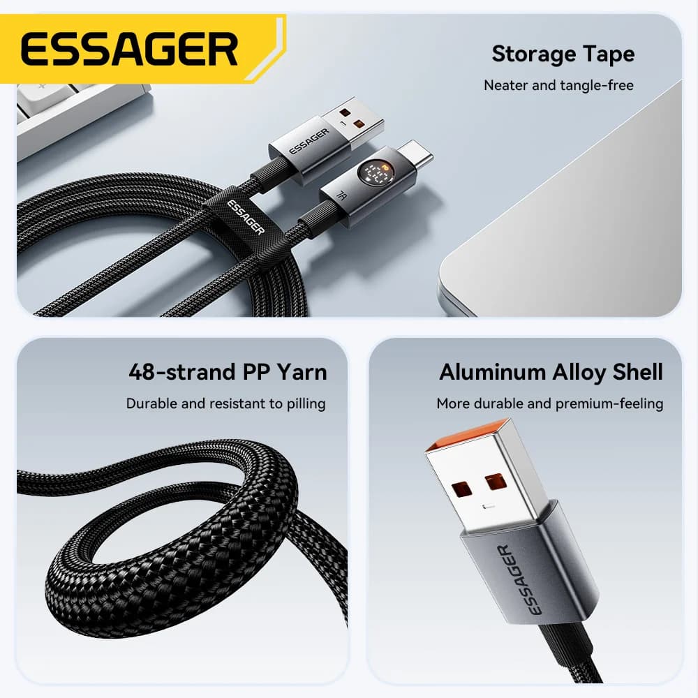 7A 100W USB-C Kabel mit Digitalanzeige