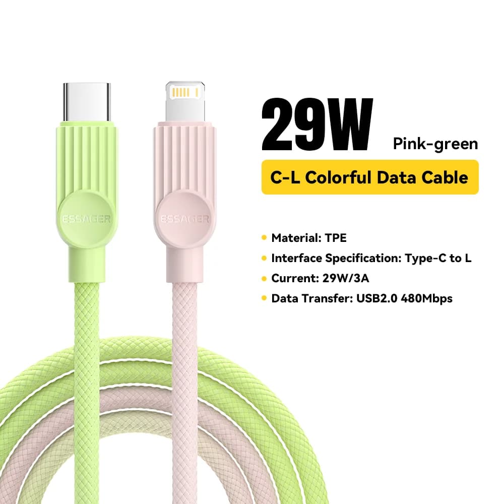 Buntes USB-C auf Lightning Kabel, 29W PD