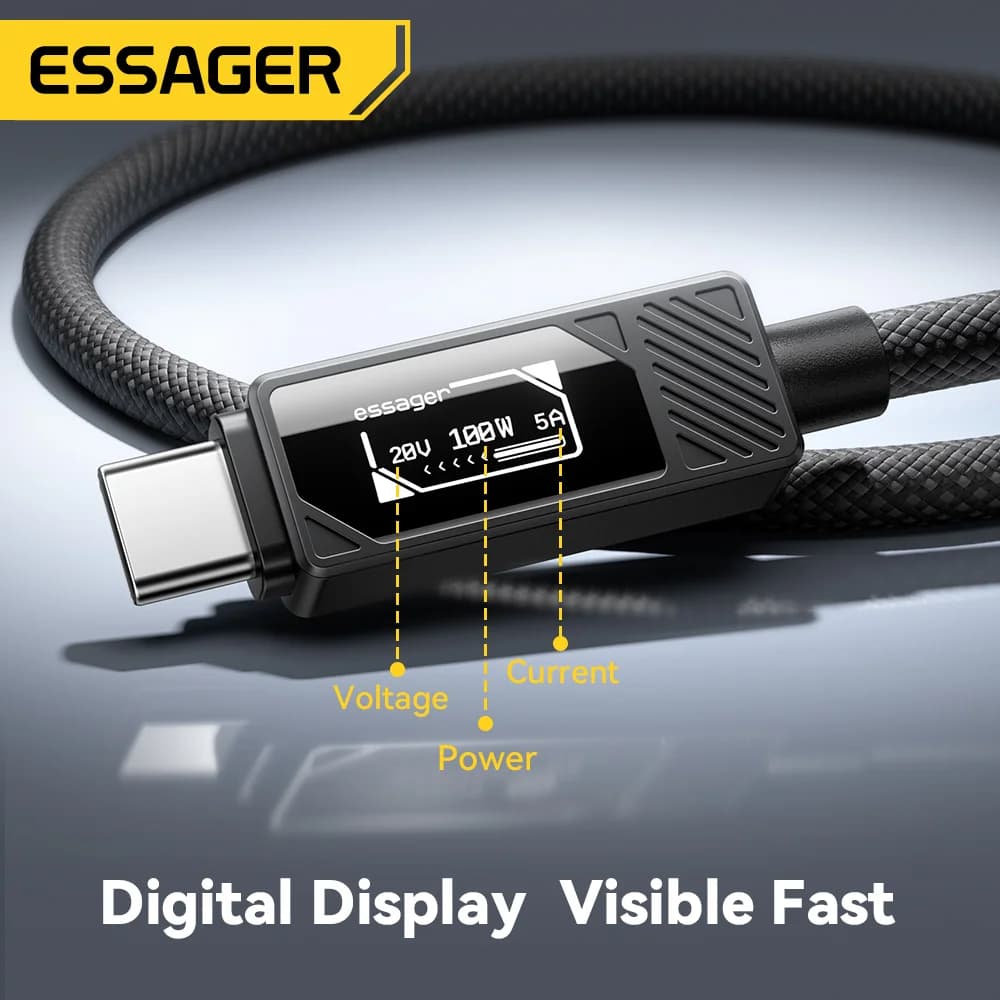 100W USB-C Kabel mit Digitalanzeige PD Schnellladen