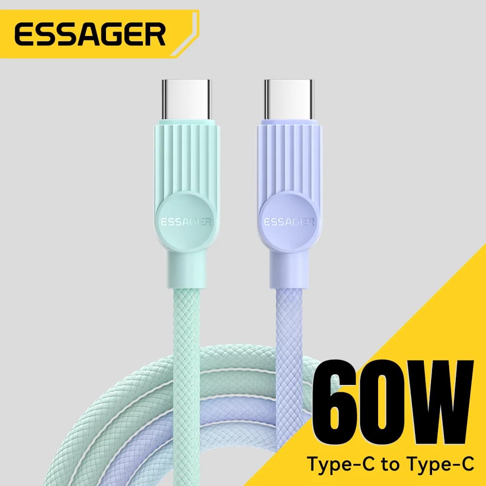 Buntes USB-C auf USB-C Kabel mit 60W PD Laden