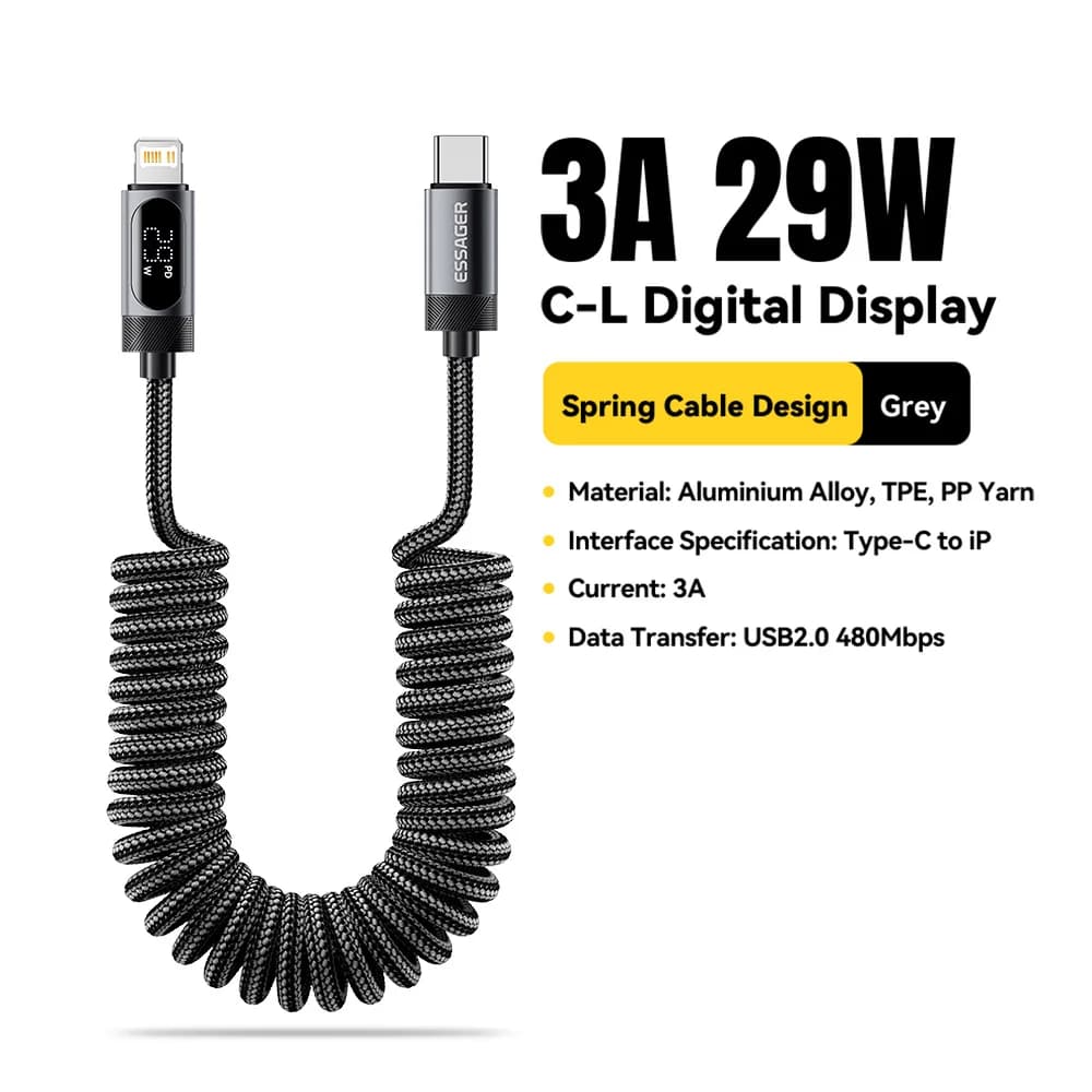 Spiral USB-C auf Lightning Schnellladekabel
