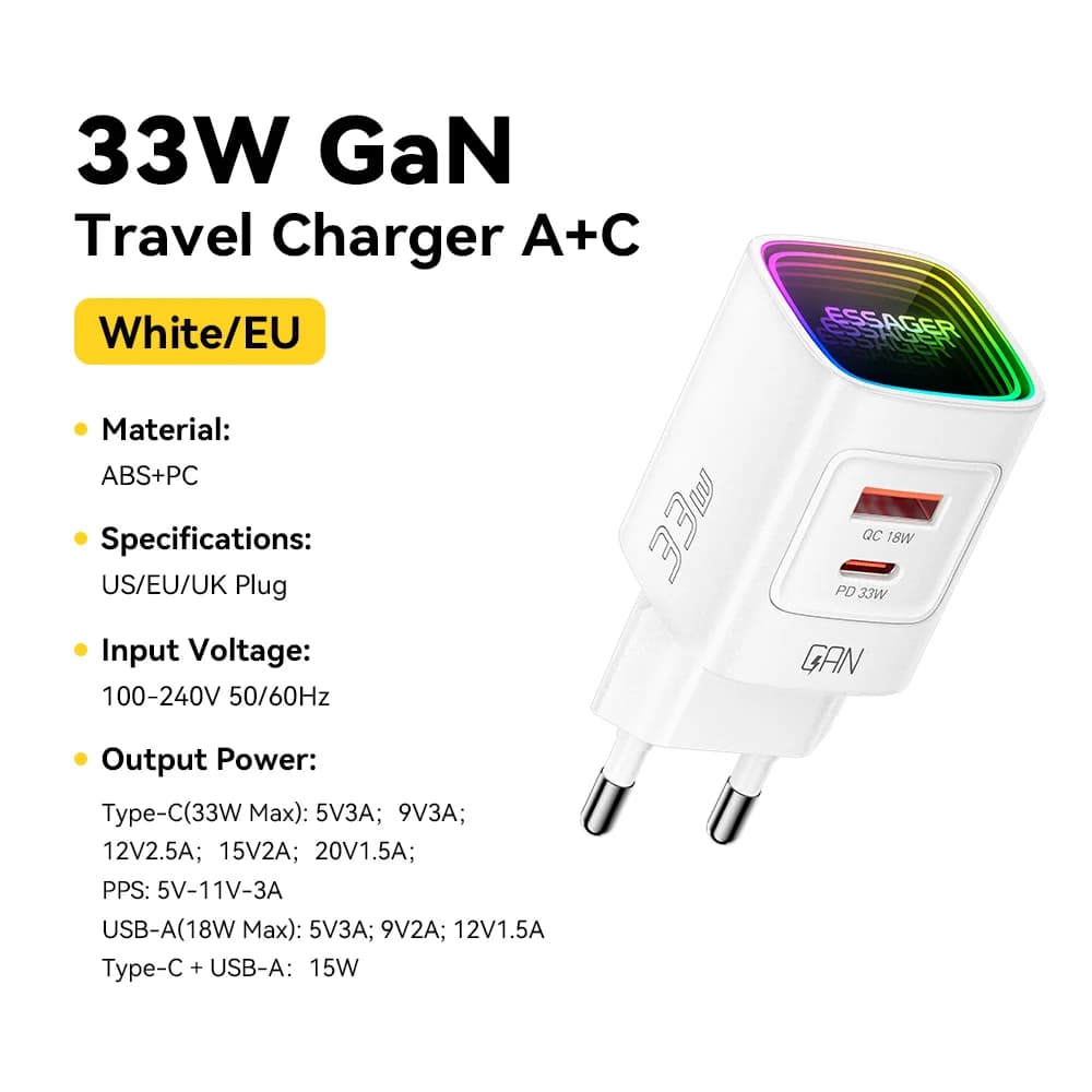 33W GaN USB-C PD Tragbares Ladegerät