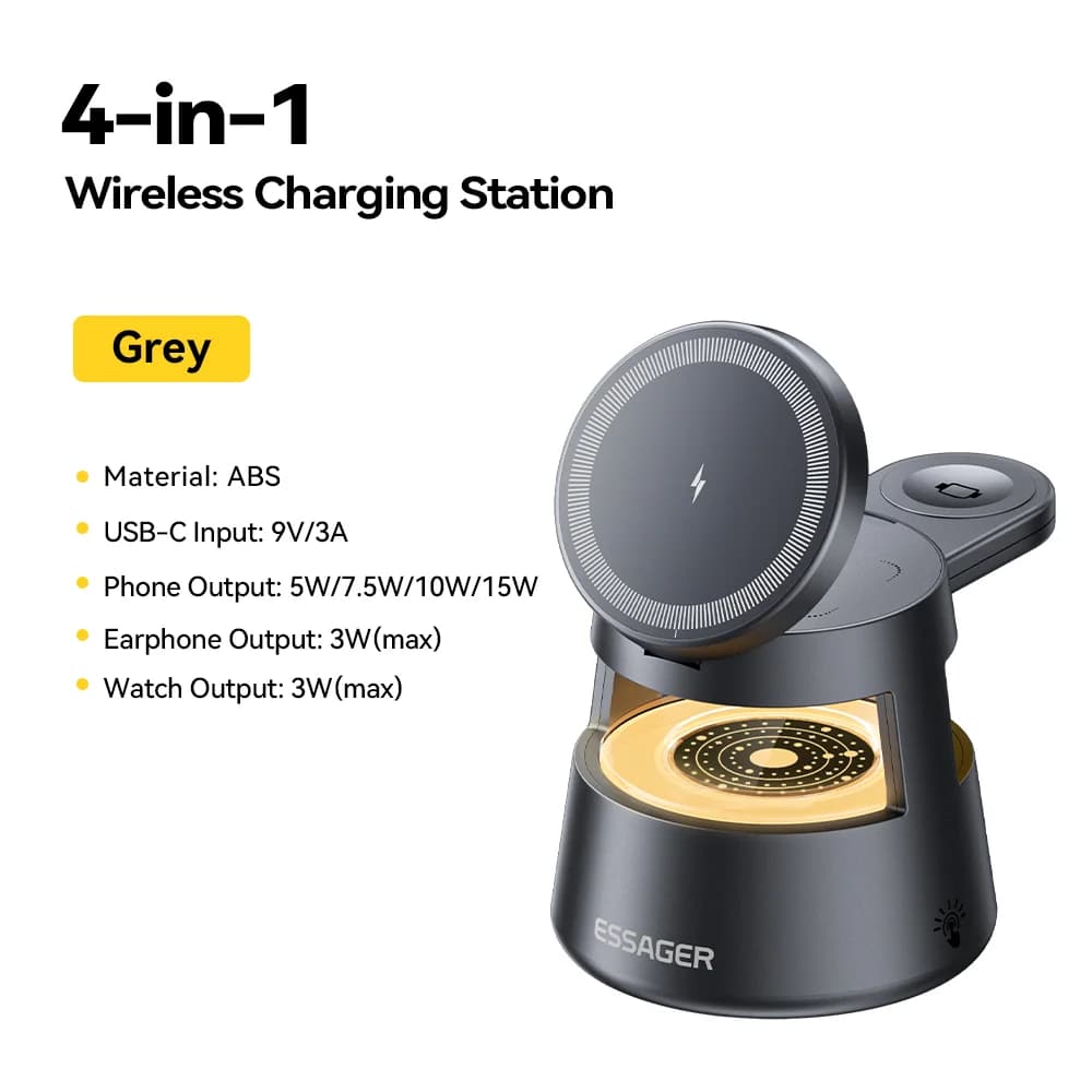 4-in-1 Magnetische Wireless-Charging-Station mit 15 W