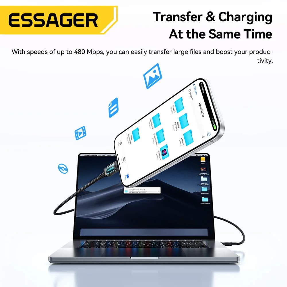 100W LED USB-C auf USB-C Schnellladekabel