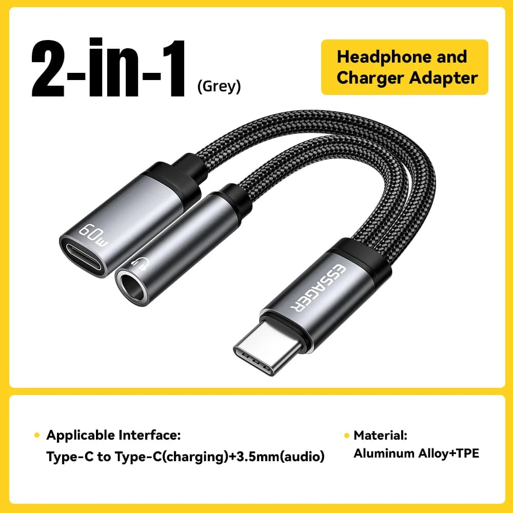 USB-C auf 3,5mm AUX- und Ladeadapter