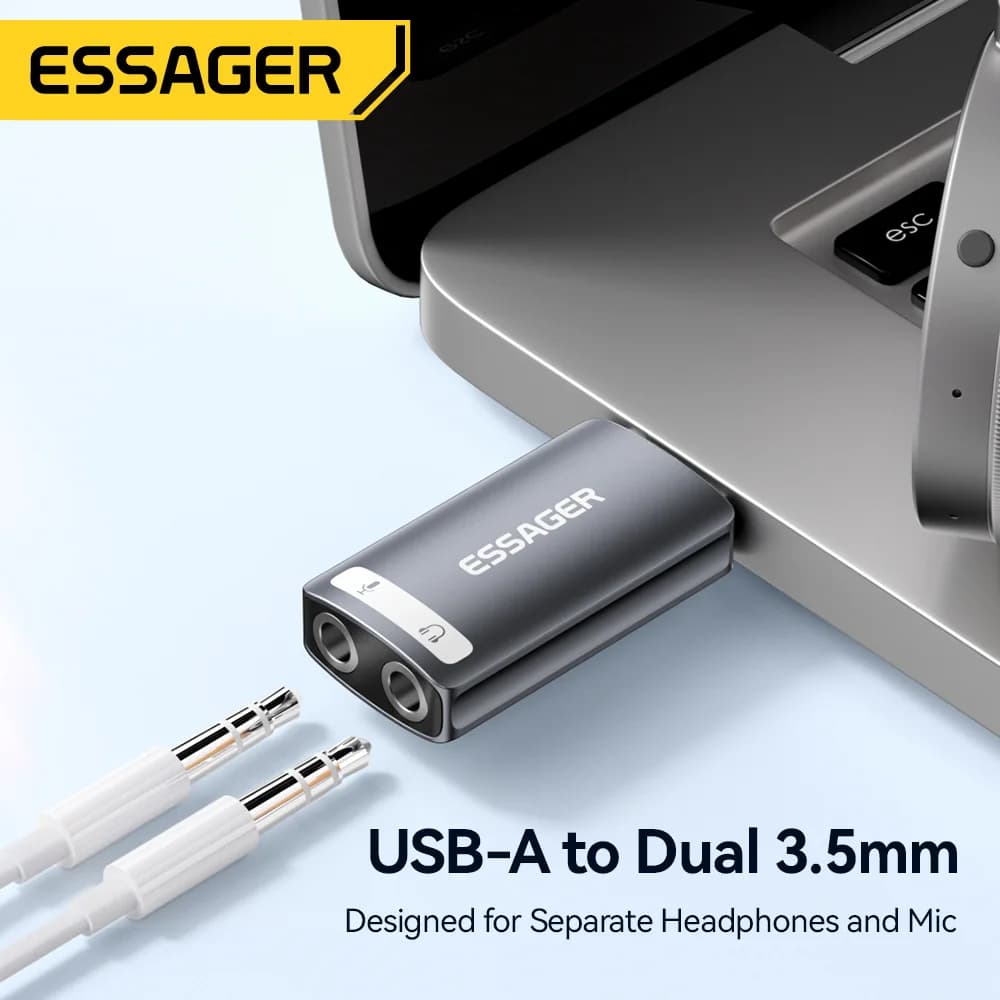 Externe USB-Soundkarte mit 3,5mm Audio-Adapter