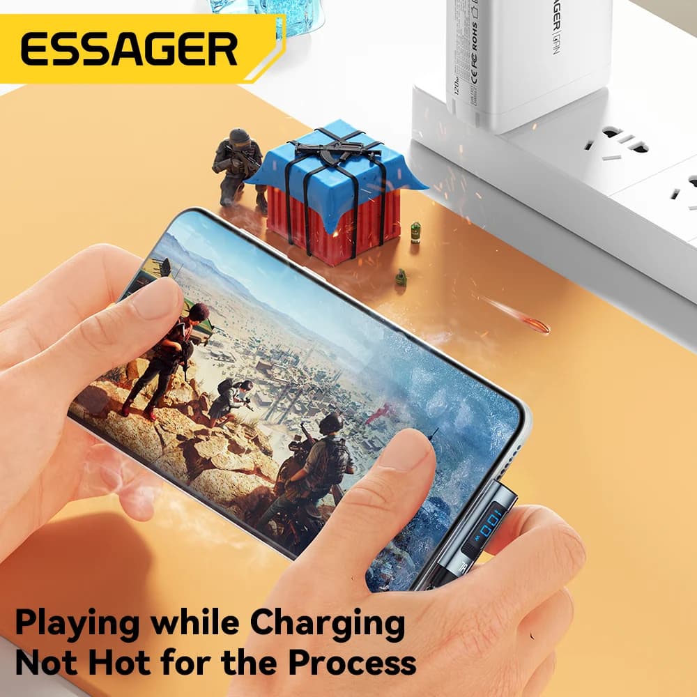 7A 100W Winkel USB-C Kabel mit Digitalanzeige