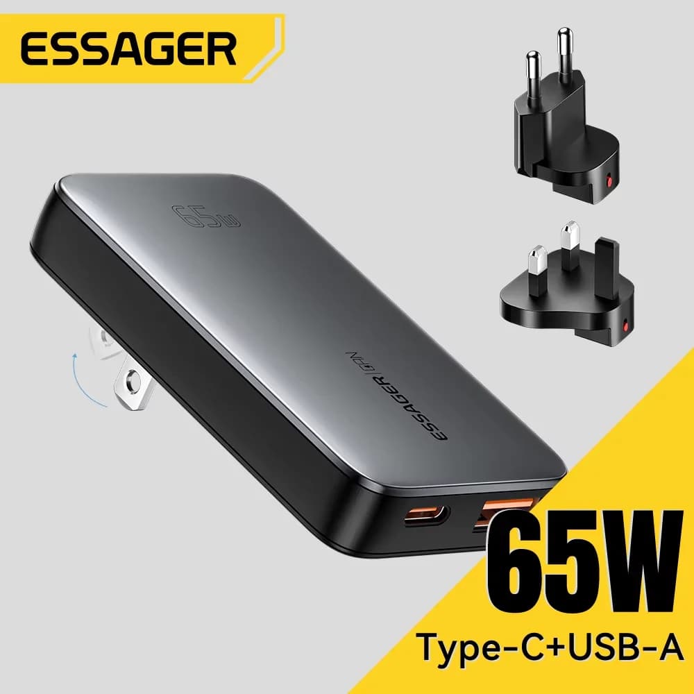 65W Ultra-dünnes GaN USB-C Reise-Ladegerät