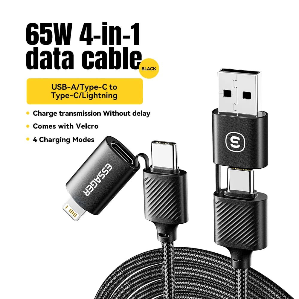4-in-1 USB-C Kabel, 65W PD Schnellladen
