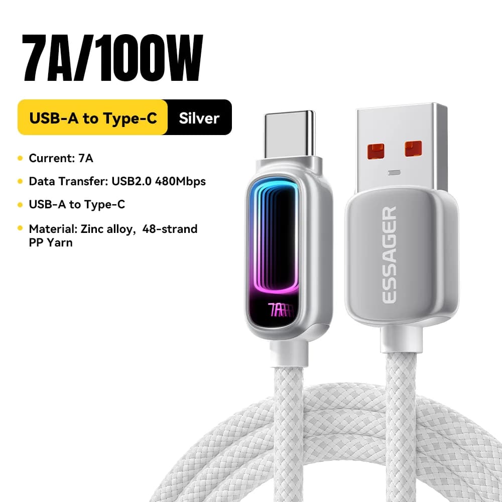 7A 100W PD Schnelllade-USB-C-Kabel