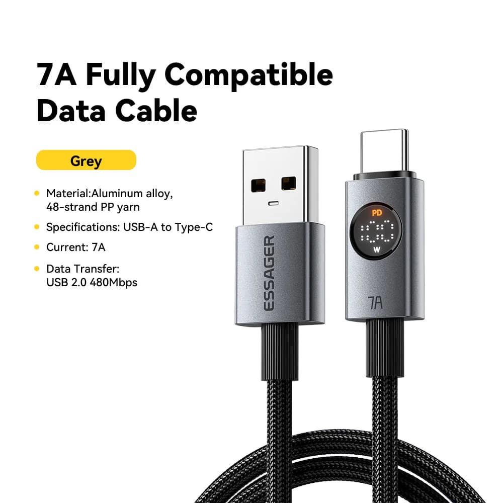 7A 100W USB-C Kabel mit Digitalanzeige