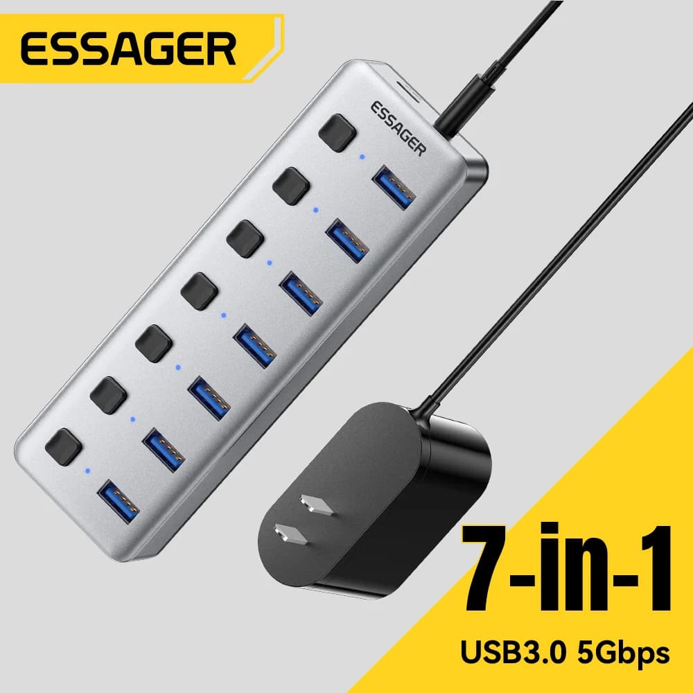 7-Port USB 3.0 Hub mit 24W Netzteil