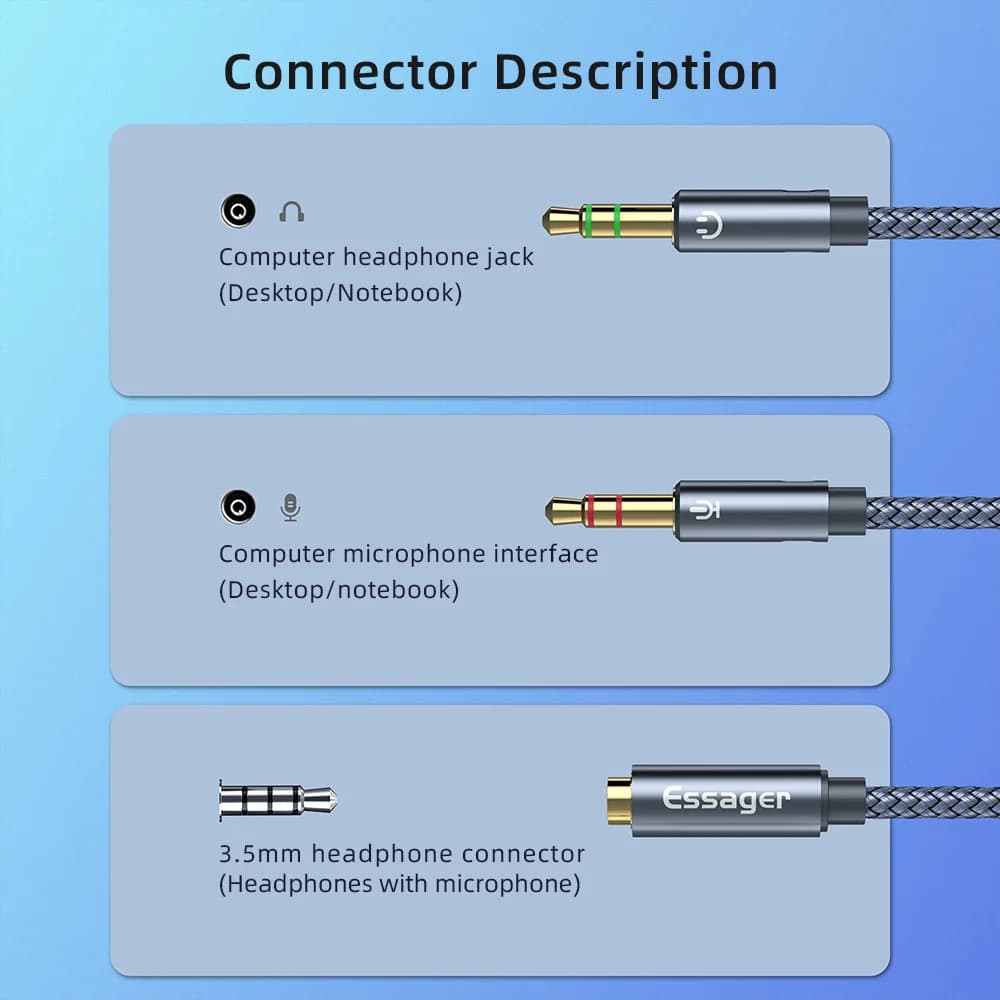 3,5mm Audio-Splitter Y-Adapter Kabel