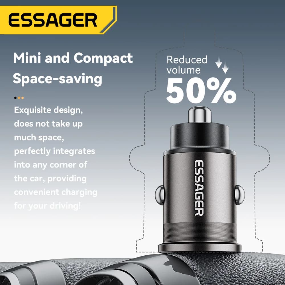 45W Mini USB-C Auto-Ladegerät, QC 3.0