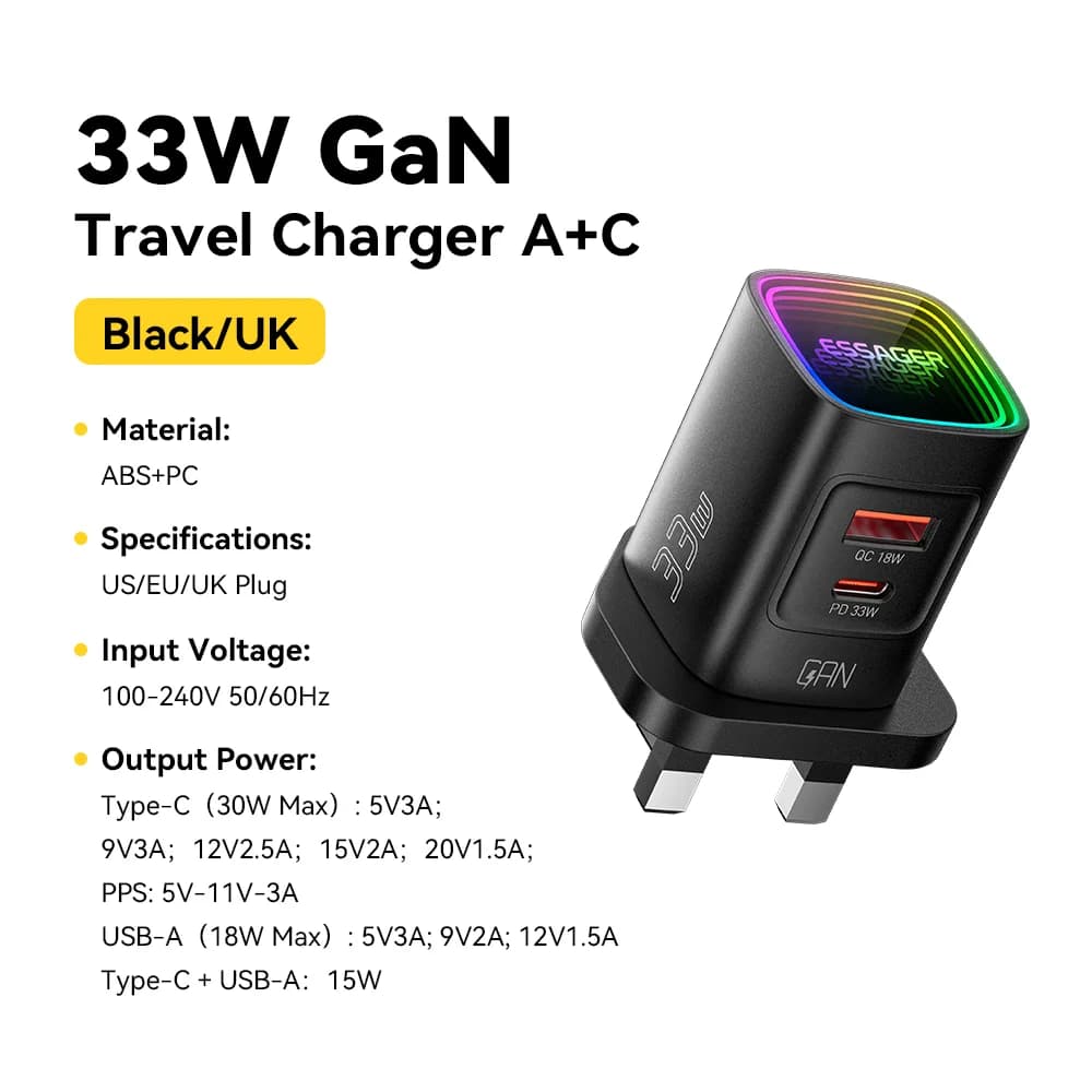 33W GaN USB-C PD Tragbares Ladegerät