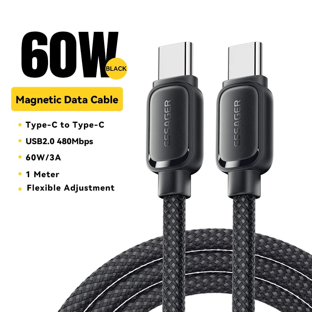 100W Magnetisches, einziehbares USB-C auf USB-C Kabel