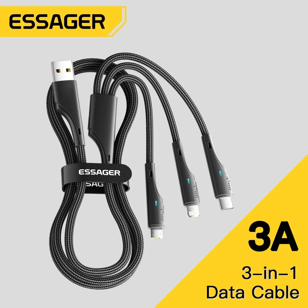 3-in-1 Multi-Ladekabel USB-C Micro USB Lightning