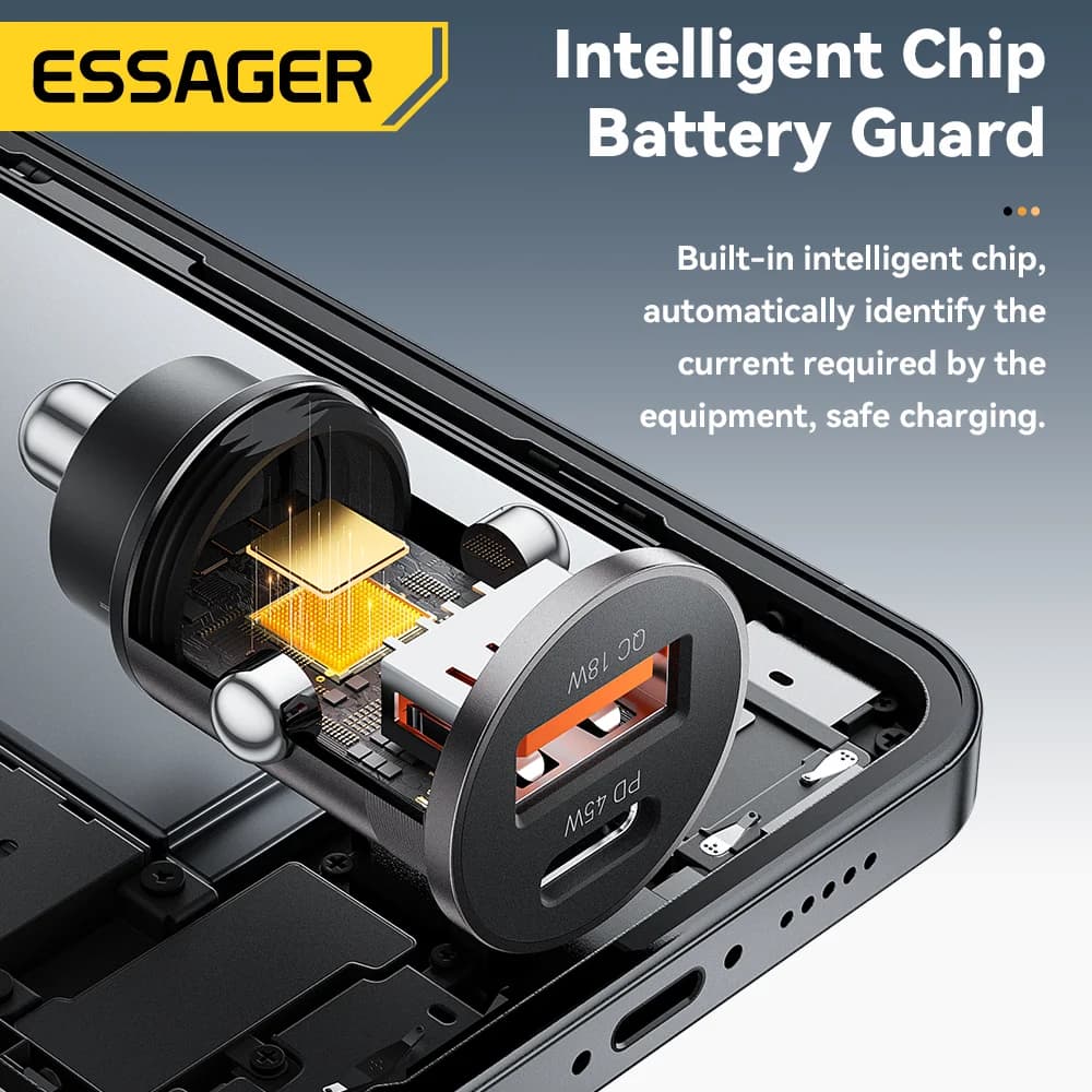 45W Mini USB-C Auto-Ladegerät, QC 3.0