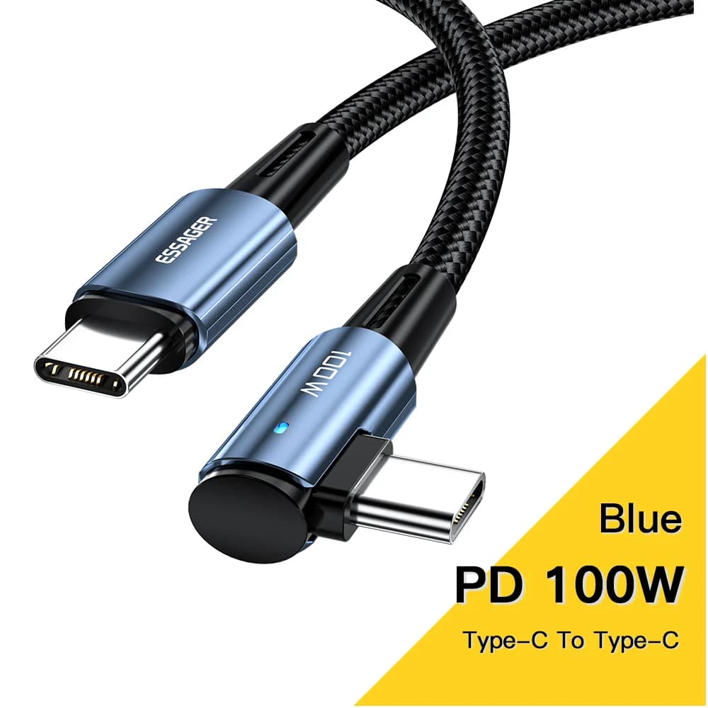 100W 90-Grad USB-C auf USB-C Schnellladekabel
