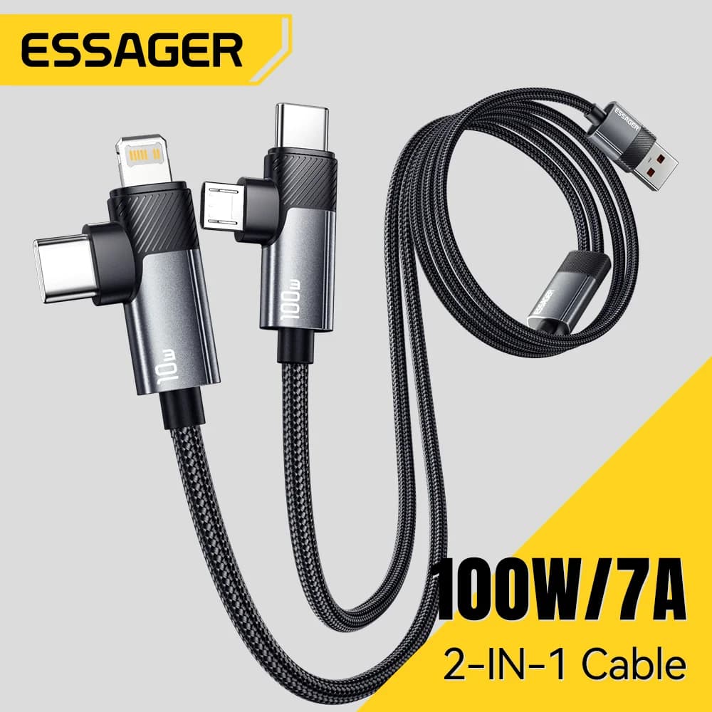 2-in-1 100 W Schnellladekabel Type-C und Lightning