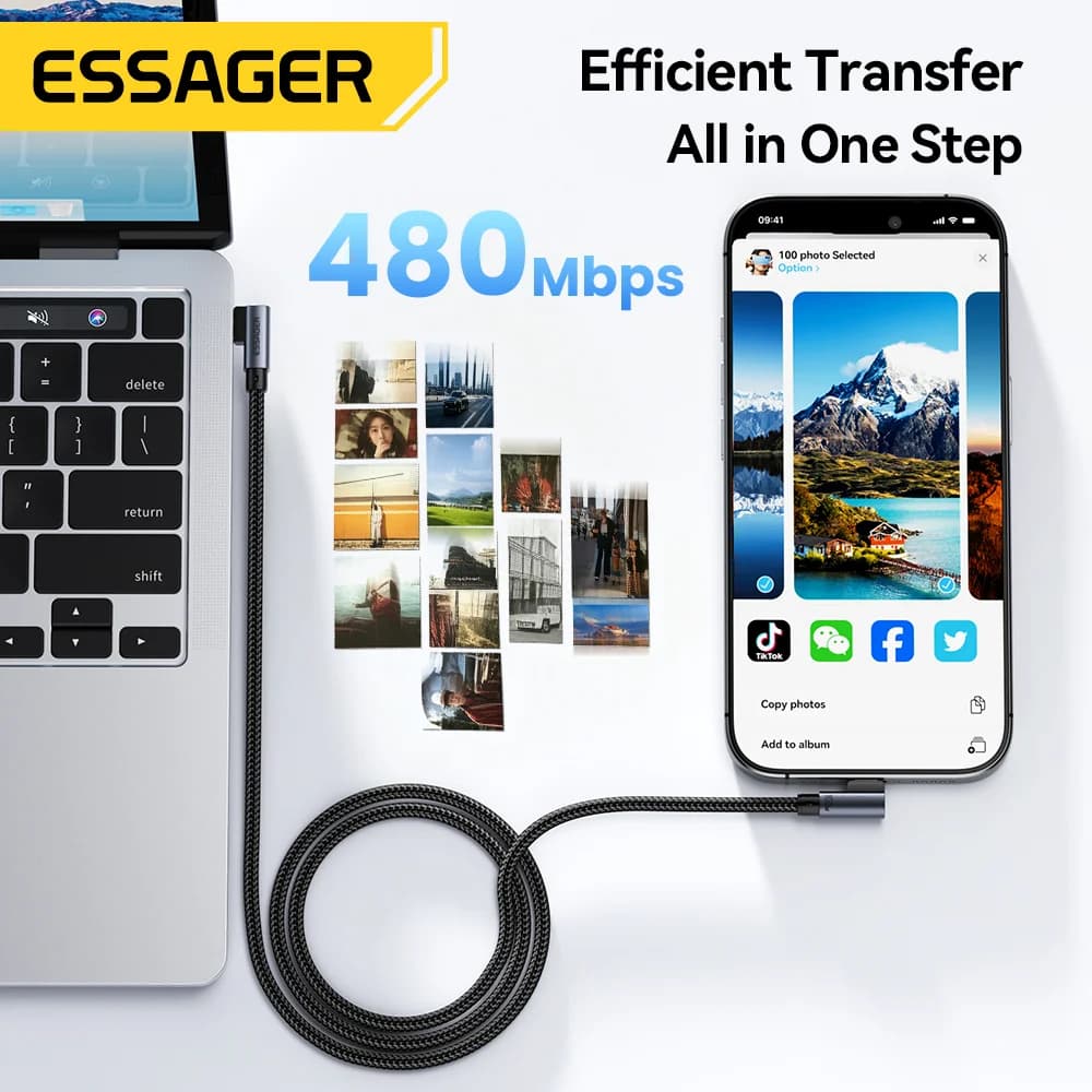Elbow 100W USB-C auf USB-C Schnellladekabel