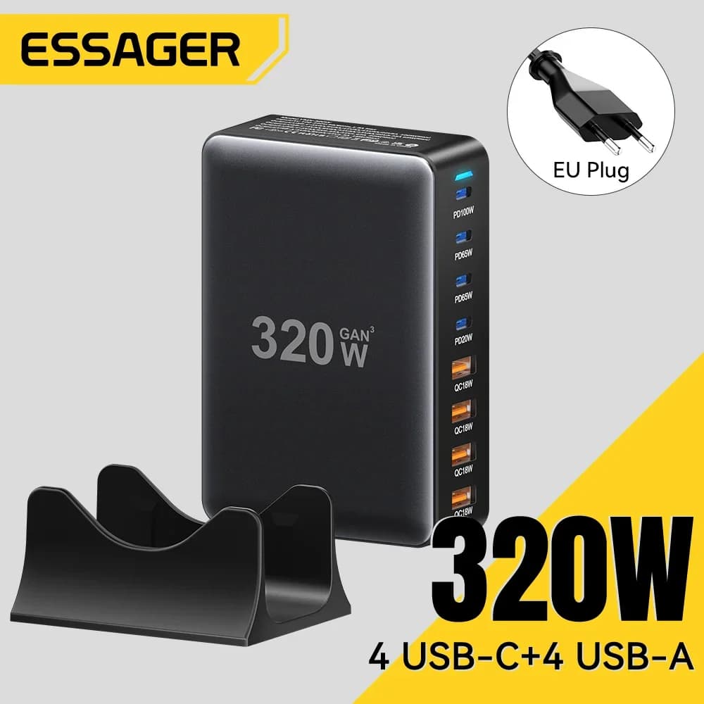 320W 8-Port GaN Desktop USB-C Ladestation