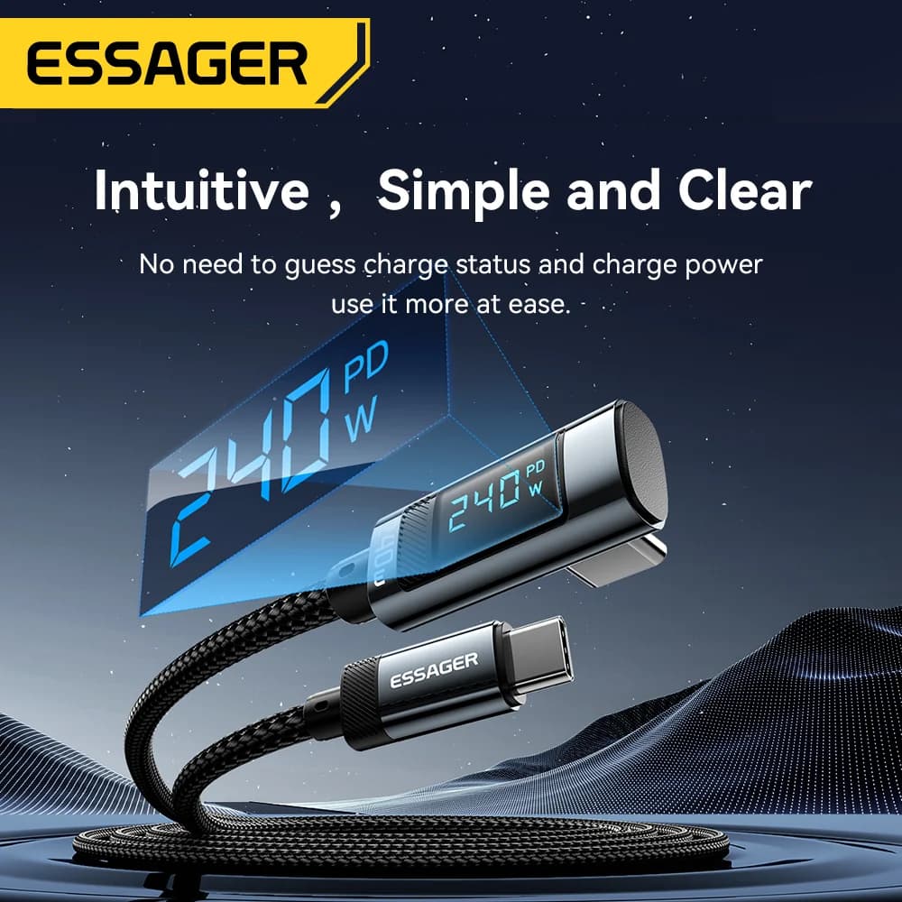 240W USB-C auf USB-C Kabel mit 90-Grad-Winkel