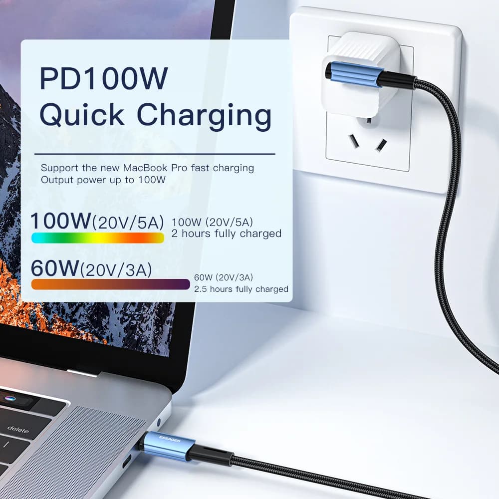 100W 90-Grad USB-C auf USB-C Schnellladekabel