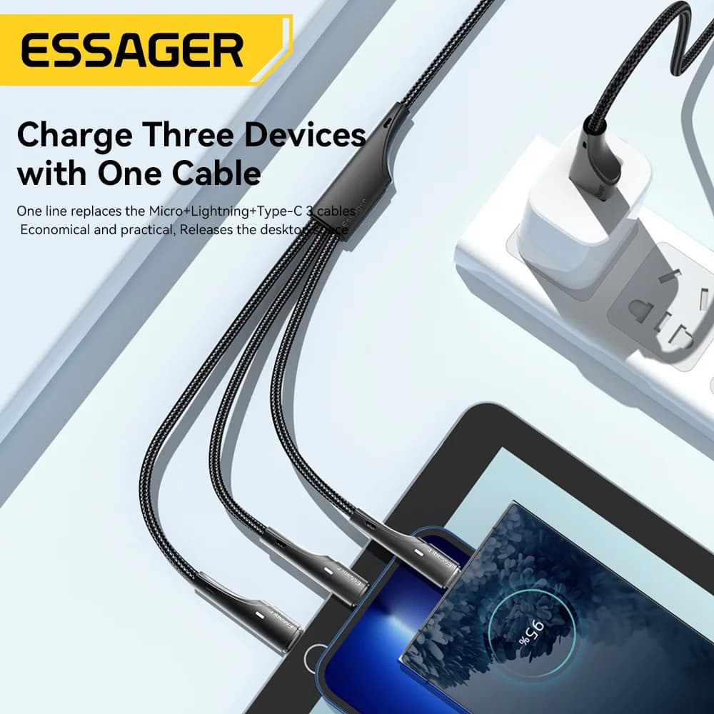 3-in-1 Multi-Ladekabel USB-C Micro USB Lightning