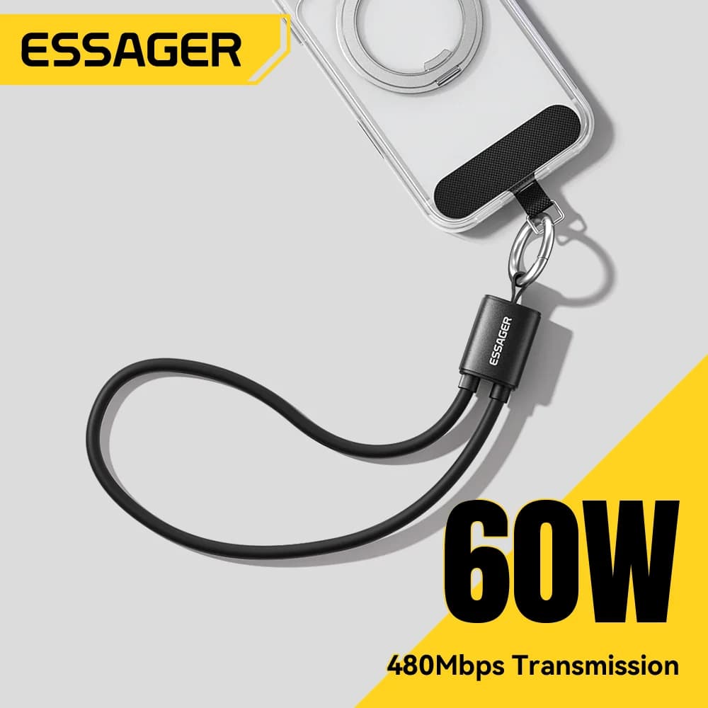 60 W Kurzes USB-C auf USB-C Lanyard-Kabel