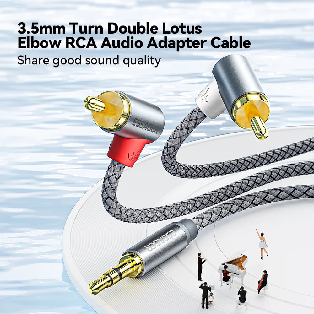 90° 3,5-mm-Klinke auf Doppel-Cinch-Male Audio-Splitterkabel
