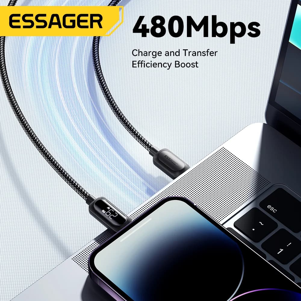 29W USB-C auf Lightning Kabel mit Digitalanzeige