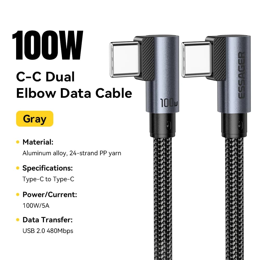 Elbow 100W USB-C auf USB-C Schnellladekabel