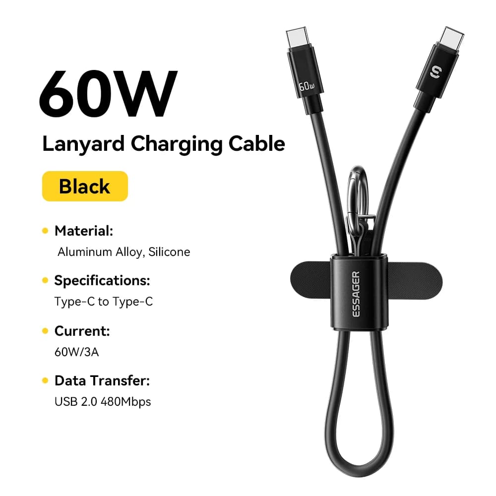 60 W Kurzes USB-C auf USB-C Lanyard-Kabel