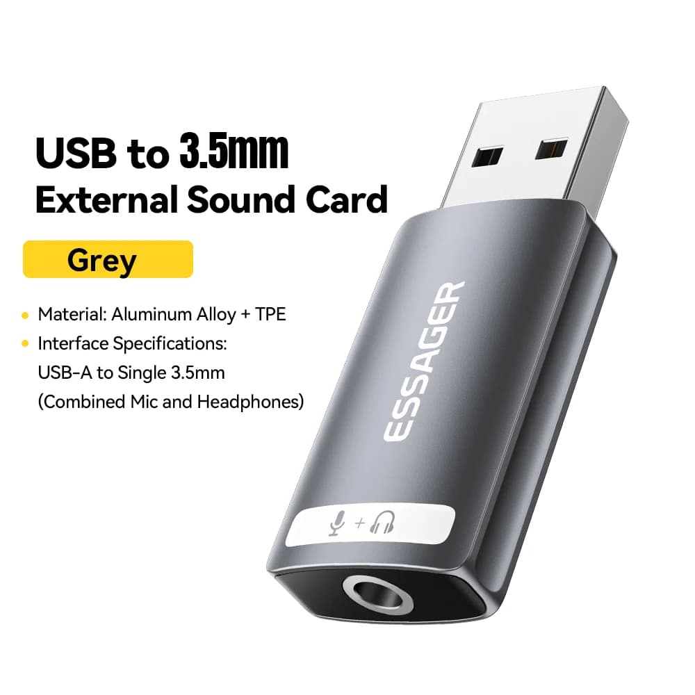 Externe USB-Soundkarte mit 3,5mm Audio-Adapter