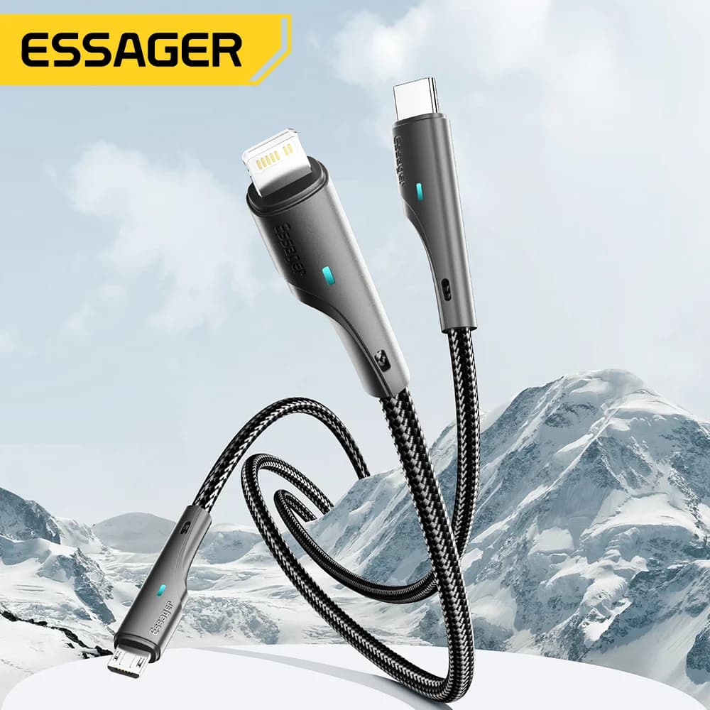 3-in-1 Multi-Ladekabel USB-C Micro USB Lightning