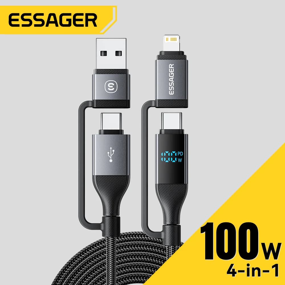 4-in-1 USB-C-Kabel mit Digitalanzeige, 100W PD