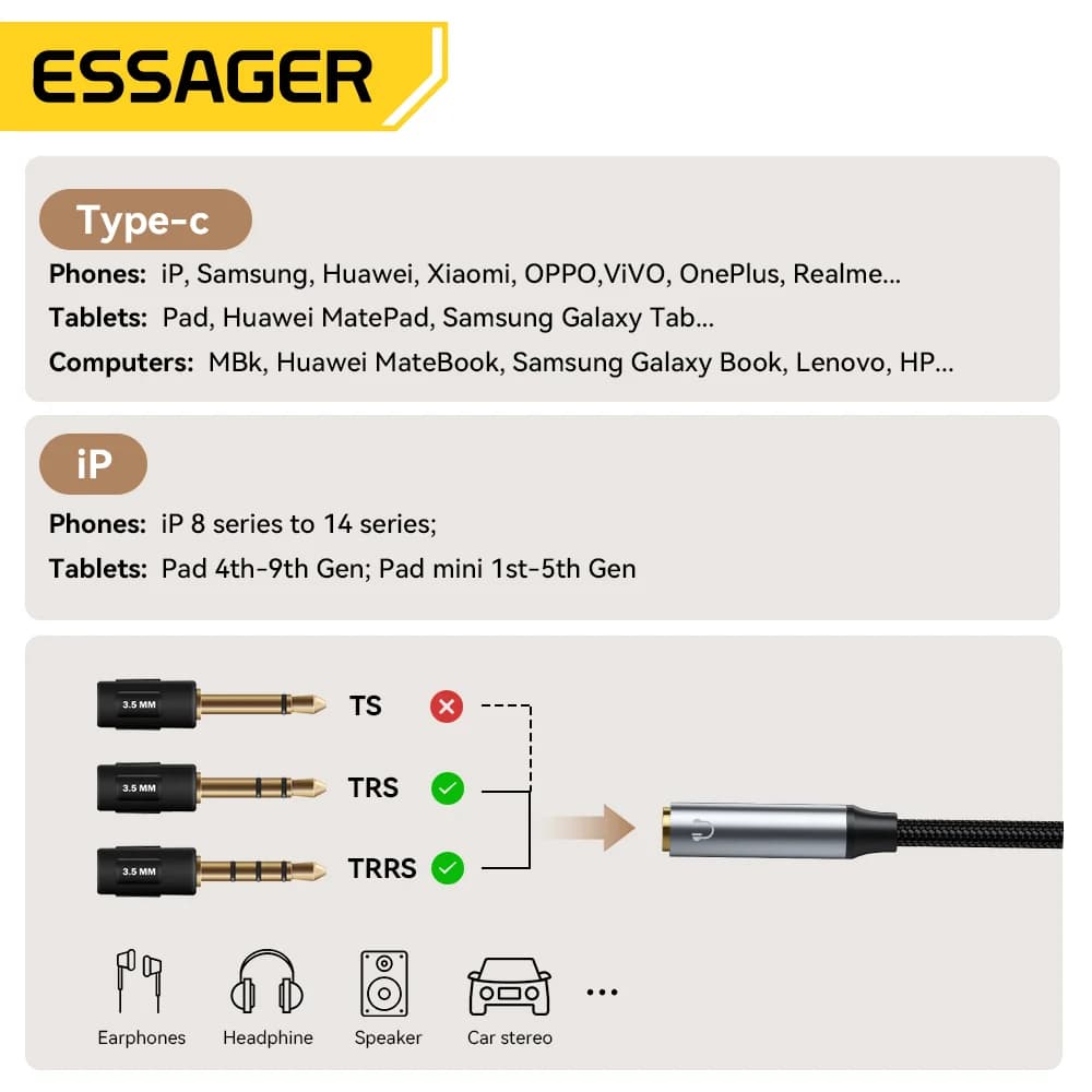 L-förmiger USB-C auf 3.5mm Audio Adapter