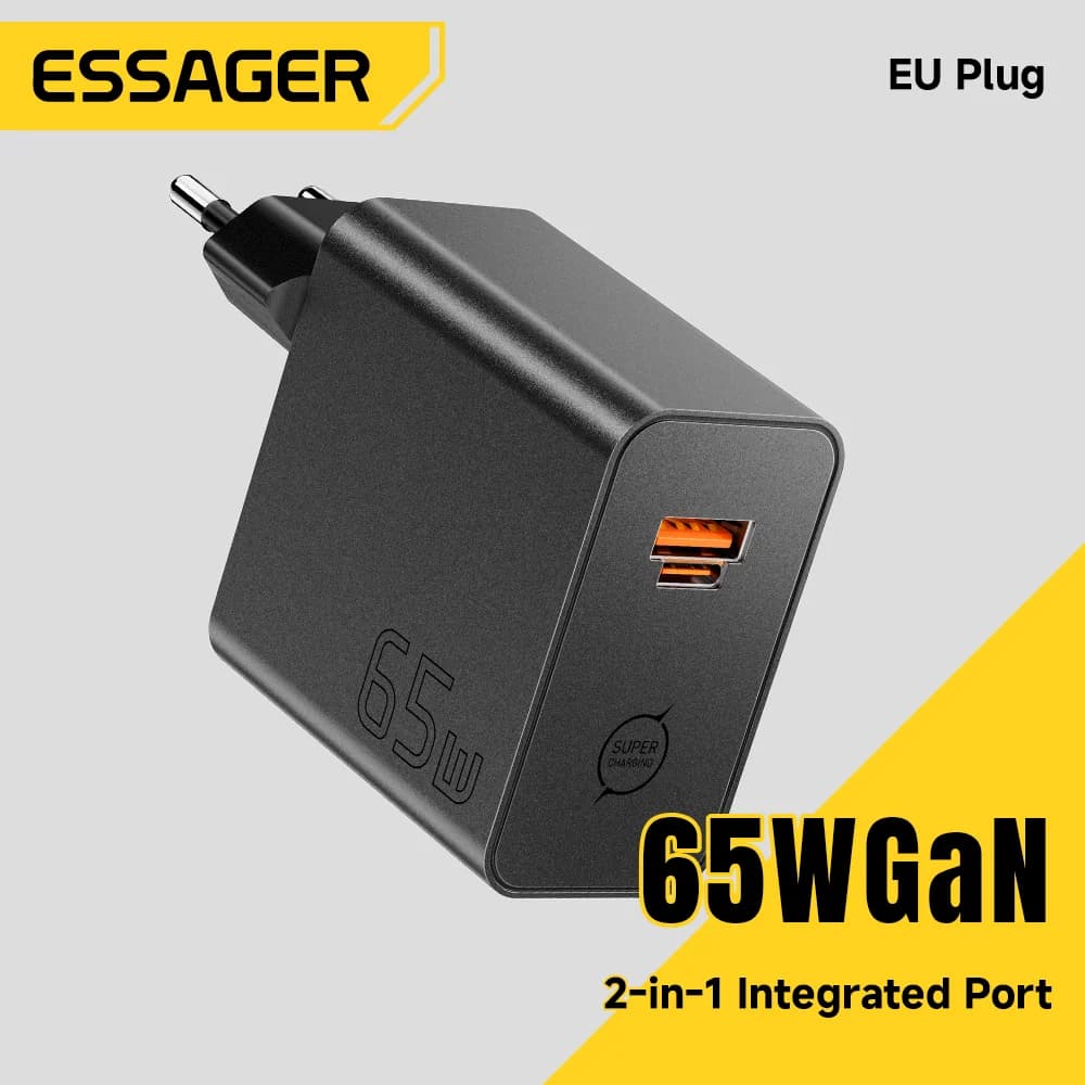 65W GaN 2-in-1 USB Typ-C Schnellladegerät