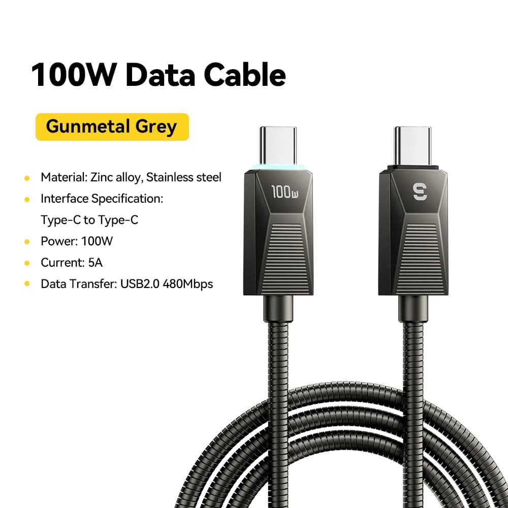 240W Edelstahl USB-C Schnellladekabel
