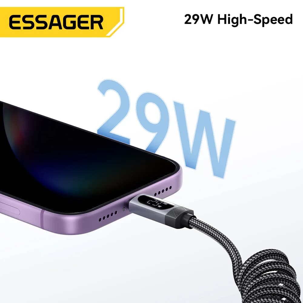 Spiral USB-C auf Lightning Schnellladekabel