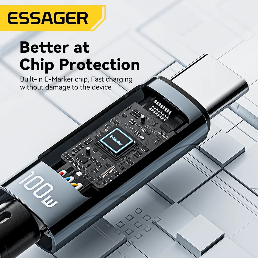 100W USB Type-C Kabel mit 90° Winkel und LED-Anzeige
