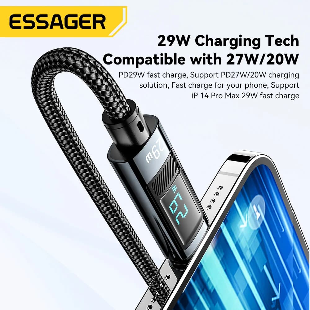 USB-C auf Lightning PD Schnellladekabel mit Display