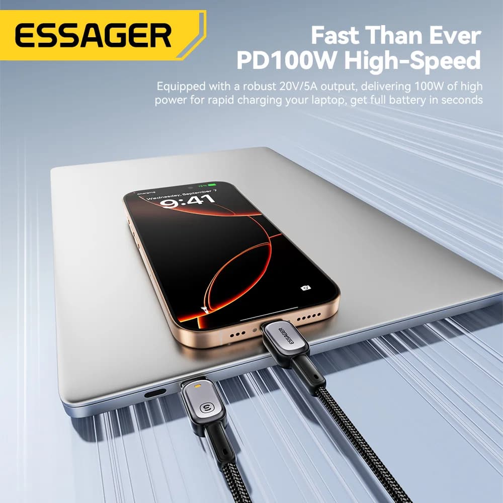 LED 100W USB-C auf USB-C Kabel, 5A PD Schnellladen